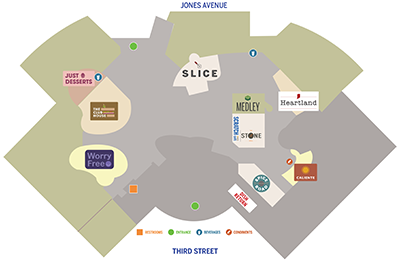 Map showing the layout of Forest Quad Dining Hall